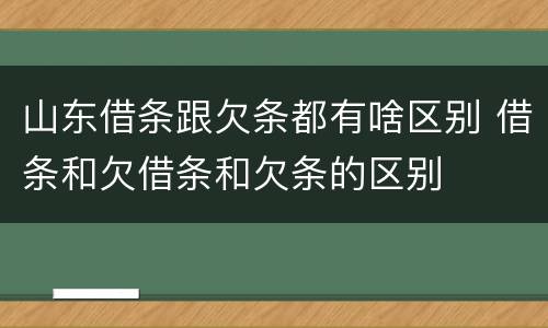 山东借条跟欠条都有啥区别 借条和欠借条和欠条的区别