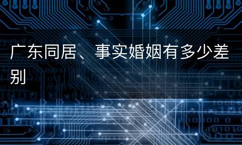 广东同居、事实婚姻有多少差别