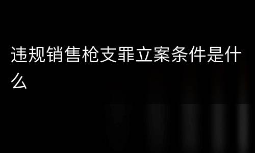 违规销售枪支罪立案条件是什么