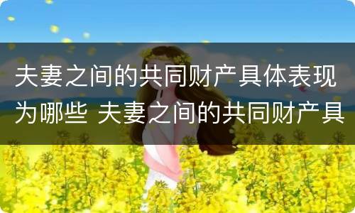 夫妻之间的共同财产具体表现为哪些 夫妻之间的共同财产具体表现为哪些内容
