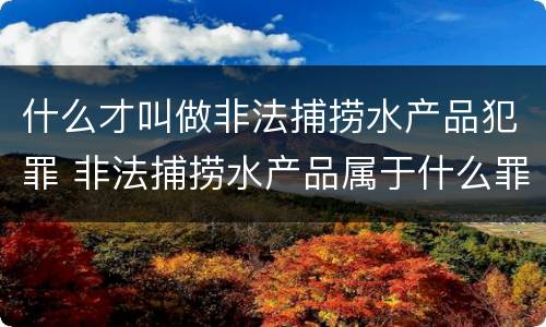 什么才叫做非法捕捞水产品犯罪 非法捕捞水产品属于什么罪