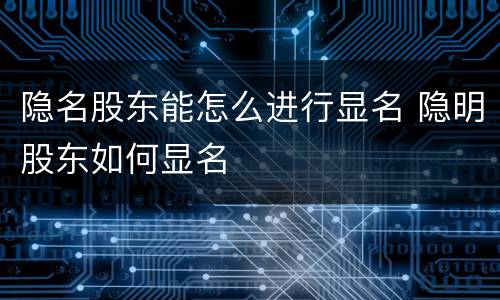 隐名股东能怎么进行显名 隐明股东如何显名