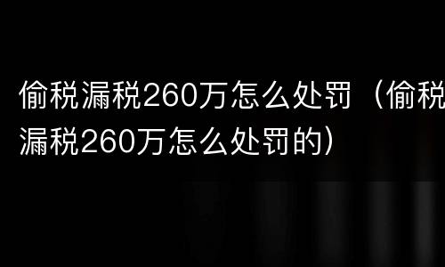 偷税漏税260万怎么处罚（偷税漏税260万怎么处罚的）