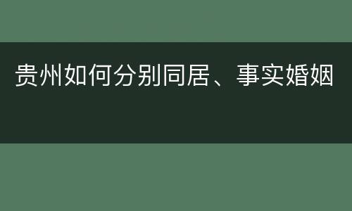 贵州如何分别同居、事实婚姻