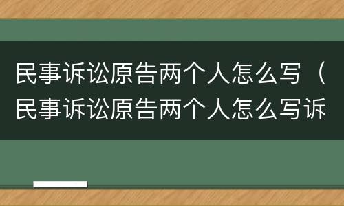 民事诉讼原告两个人怎么写（民事诉讼原告两个人怎么写诉状）