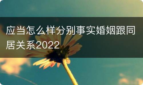 应当怎么样分别事实婚姻跟同居关系2022