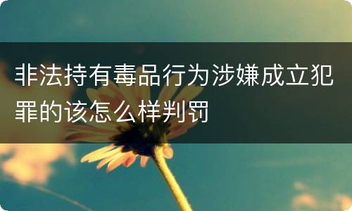 非法持有毒品行为涉嫌成立犯罪的该怎么样判罚