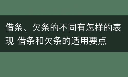 借条、欠条的不同有怎样的表现 借条和欠条的适用要点