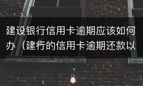 建设银行信用卡逾期应该如何办（建行的信用卡逾期还款以后多久能使用）
