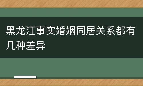 黑龙江事实婚姻同居关系都有几种差异