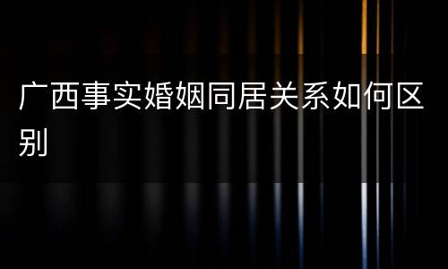 广西事实婚姻同居关系如何区别