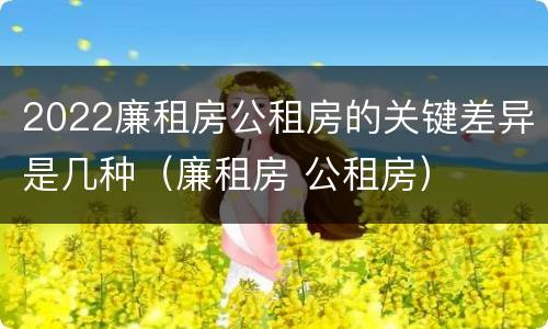 2022廉租房公租房的关键差异是几种（廉租房 公租房）