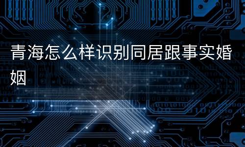 青海怎么样识别同居跟事实婚姻