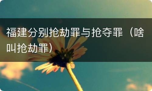 福建分别抢劫罪与抢夺罪（啥叫抢劫罪）