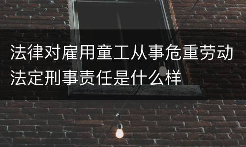 法律对雇用童工从事危重劳动法定刑事责任是什么样