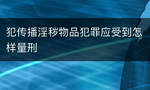 犯传播淫秽物品犯罪应受到怎样量刑