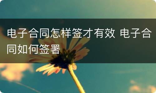 电子合同怎样签才有效 电子合同如何签署