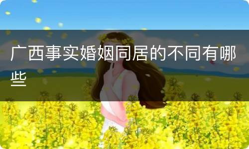 广西事实婚姻同居的不同有哪些