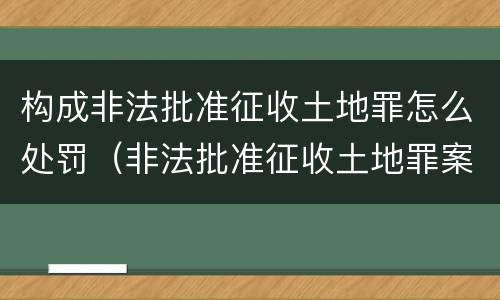 构成非法批准征收土地罪怎么处罚（非法批准征收土地罪案例）
