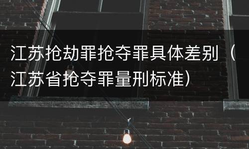 江苏抢劫罪抢夺罪具体差别（江苏省抢夺罪量刑标准）