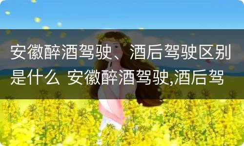 安徽醉酒驾驶、酒后驾驶区别是什么 安徽醉酒驾驶,酒后驾驶区别是什么呢