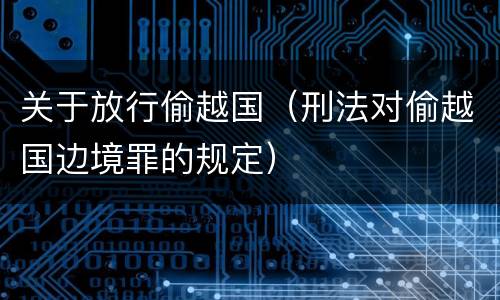 关于放行偷越国（刑法对偷越国边境罪的规定）