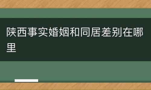 陕西事实婚姻和同居差别在哪里