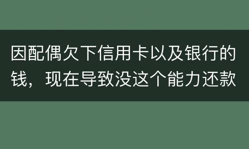 因配偶欠下信用卡以及银行的钱,现在导致没这个能力还款,该怎么做