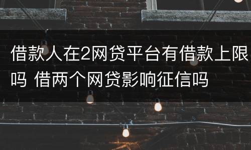 借款人在2网贷平台有借款上限吗 借两个网贷影响征信吗