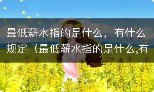 最低薪水指的是什么，有什么规定（最低薪水指的是什么,有什么规定呢）