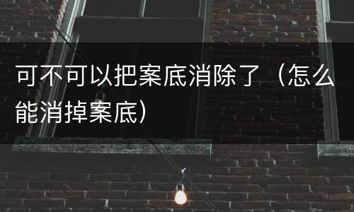 可不可以把案底消除了（怎么能消掉案底）