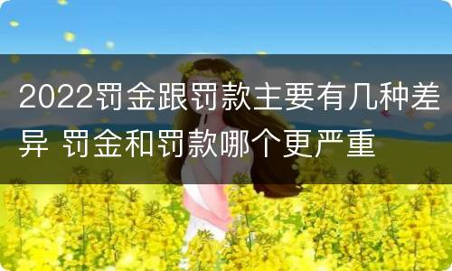 2022罚金跟罚款主要有几种差异 罚金和罚款哪个更严重