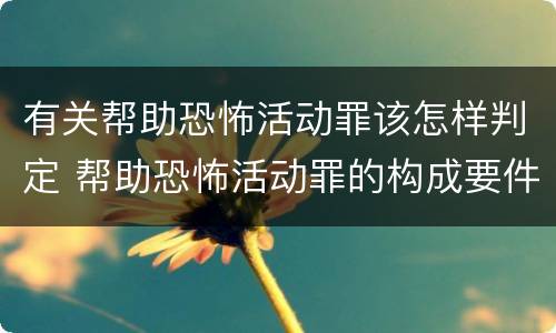 有关帮助恐怖活动罪该怎样判定 帮助恐怖活动罪的构成要件