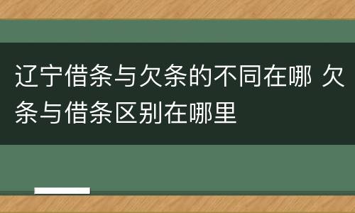 辽宁借条与欠条的不同在哪 欠条与借条区别在哪里