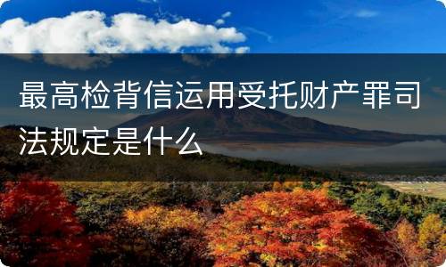 最高检背信运用受托财产罪司法规定是什么