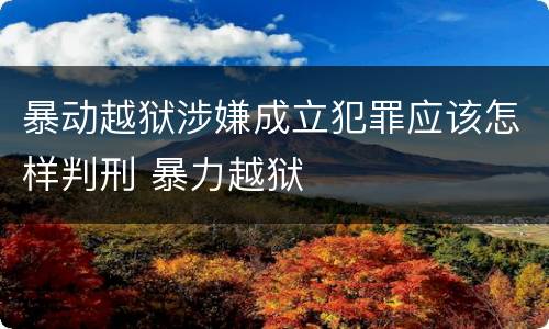 暴动越狱涉嫌成立犯罪应该怎样判刑 暴力越狱