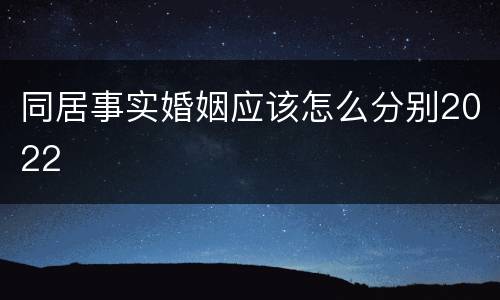 同居事实婚姻应该怎么分别2022