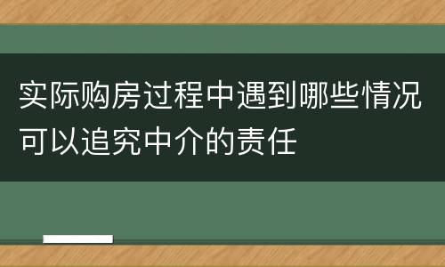 实际购房过程中遇到哪些情况可以追究中介的责任
