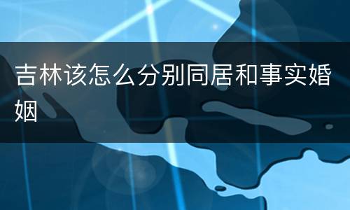 吉林该怎么分别同居和事实婚姻