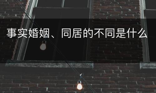 事实婚姻、同居的不同是什么