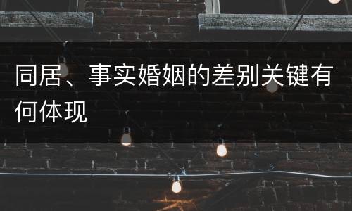 同居、事实婚姻的差别关键有何体现