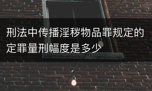 刑法中传播淫秽物品罪规定的定罪量刑幅度是多少