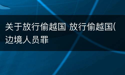 关于放行偷越国 放行偷越国(边境人员罪