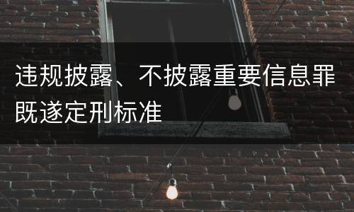 违规披露、不披露重要信息罪既遂定刑标准