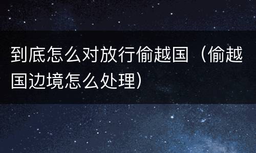 到底怎么对放行偷越国（偷越国边境怎么处理）
