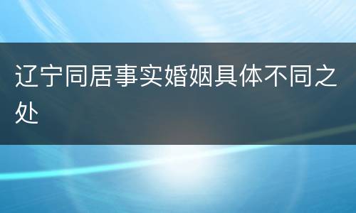 辽宁同居事实婚姻具体不同之处