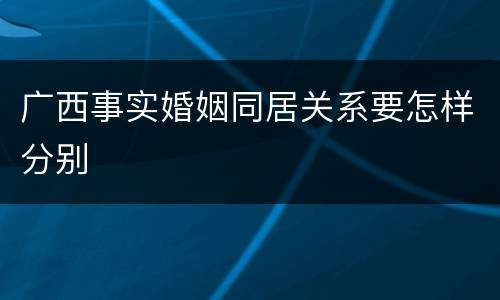 广西事实婚姻同居关系要怎样分别