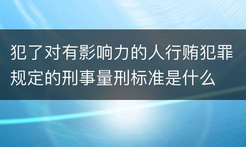 犯了对有影响力的人行贿犯罪规定的刑事量刑标准是什么