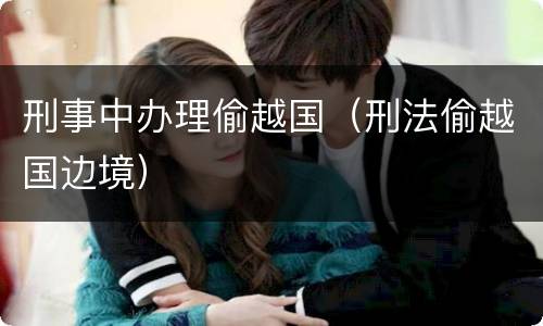 刑事中办理偷越国（刑法偷越国边境）