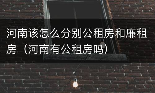 河南该怎么分别公租房和廉租房（河南有公租房吗）
